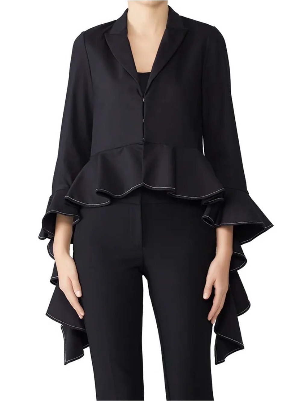 Like New Alexis Black Adele Ruffled Blazer Jacket